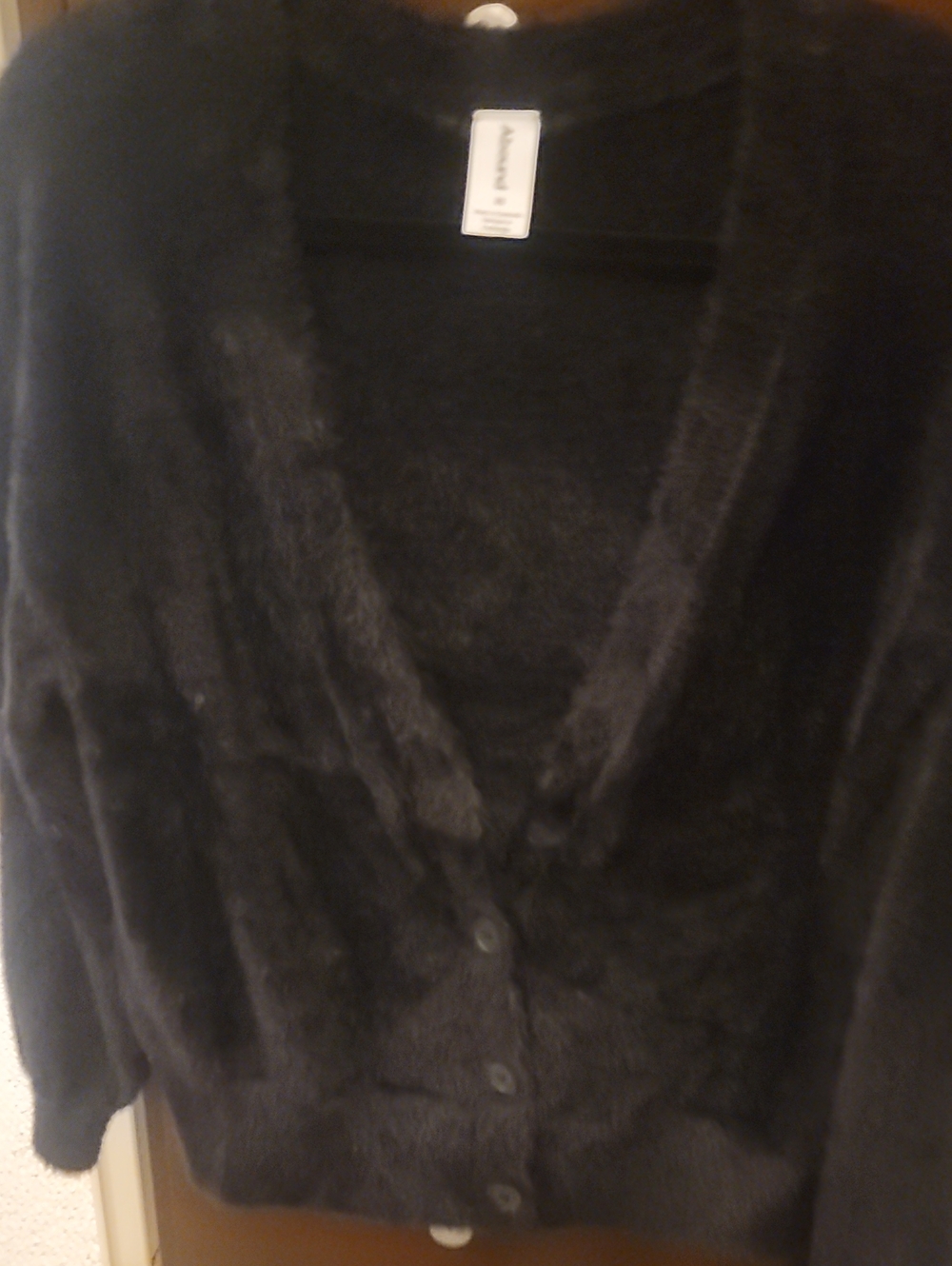 NWOT Abound Oversized  Black Fuzzy Button-Front Women's Cardigan Size XS